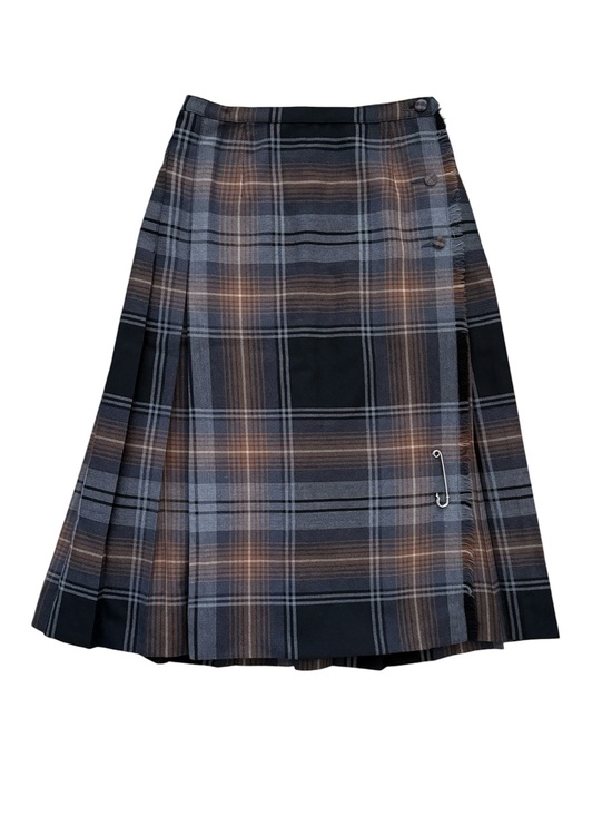 Vintage Dresses & Skirts - Vintage Tartan Plaid Wool Wrap Midi Kilt Skirt Canada Button Neutral Fits Size 6